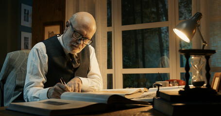 Academic professor working in his office