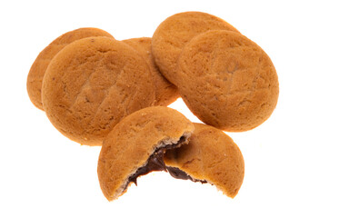 Fototapeta na wymiar cookies with chocolate cream isolated