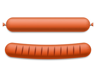 Realistic 3d Sausages Product of Meat Beef or Pork. Vector illustration of Sausage
