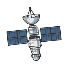 Artificial satellite sketch engraving raster
