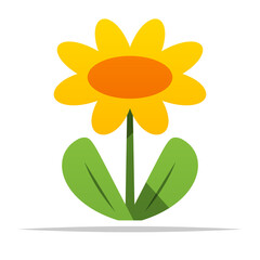 Yellow flower cartoon vector isolated illustration
