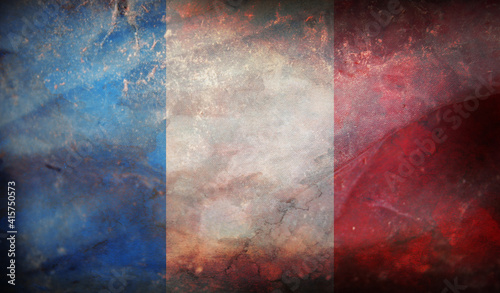 retro flag of France with grunge texture
