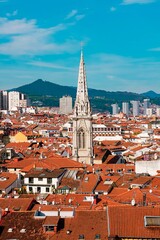 cityscape and church architecture in Bilbao city Spain,   travel destination