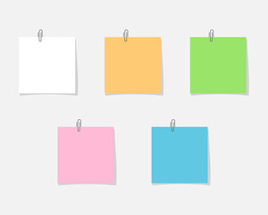 Paperclip with blank notepaper flat icon isolated on white background.