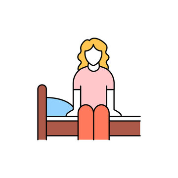 Getting out of bed color line icon. Pictogram for web page, mobile app