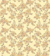 Japanese Cute Flower Ivy Vector Seamless Pattern