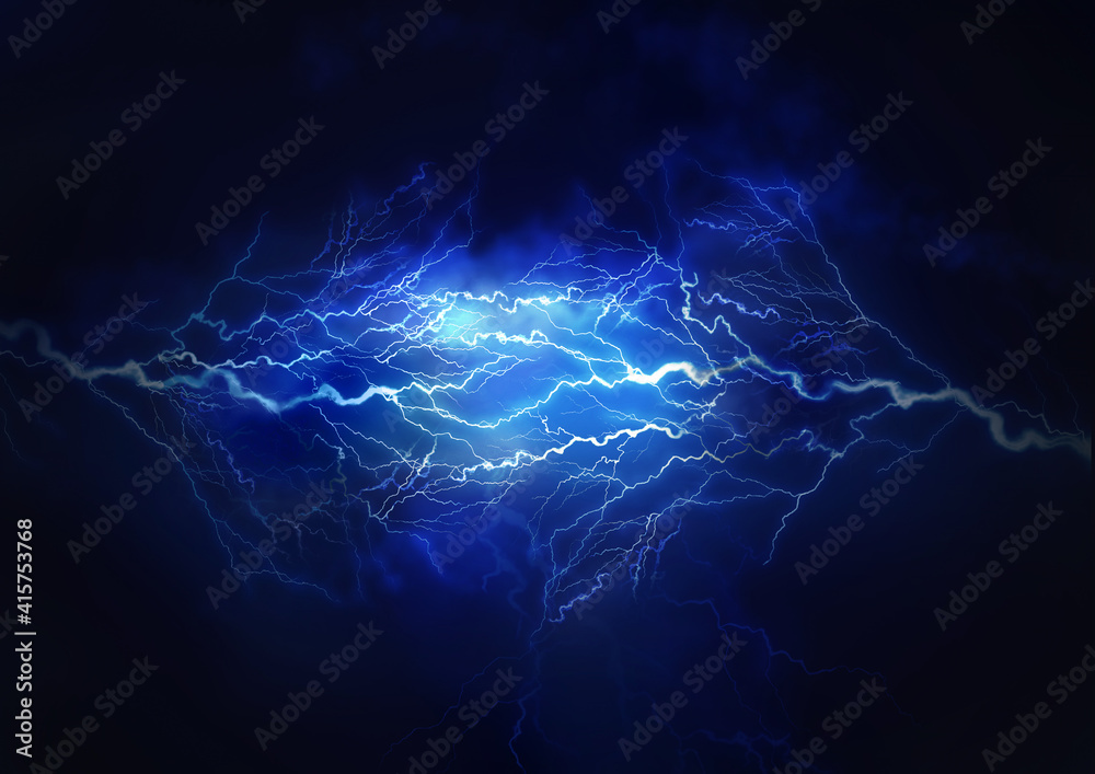 Wall mural flash of lightning on dark background. thunderstorm