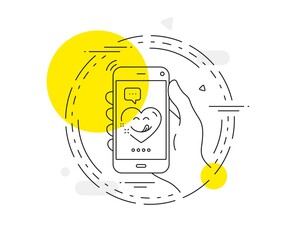 Yummy smile line icon. Mobile phone vector button. Emoticon with tongue sign. Comic heart symbol. Yummy smile line icon. Abstract concept badge. Vector