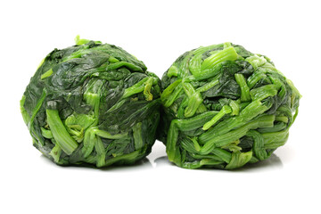 Boiled spinach on the white background