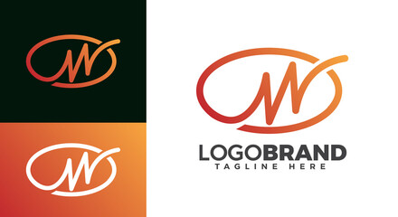 Letter W, M, N logo oval icon design template elements. W, M, N Letter Design Vector Illustration Modern Monogram Icon. W, M, N Logo. Financial Advisors Logo Design Template