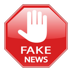 Illustration of Stop Fake News and disinformation in the media sign on a white background