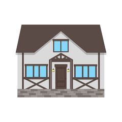 House.Suburban houses exterior flat design front view with roof.
Private house project.
Vector illustration