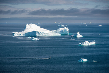 A massive iceberg floating in Disko Bay, Greenland