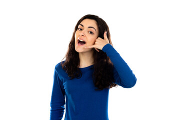 Adorable teenage girl with blue sweater