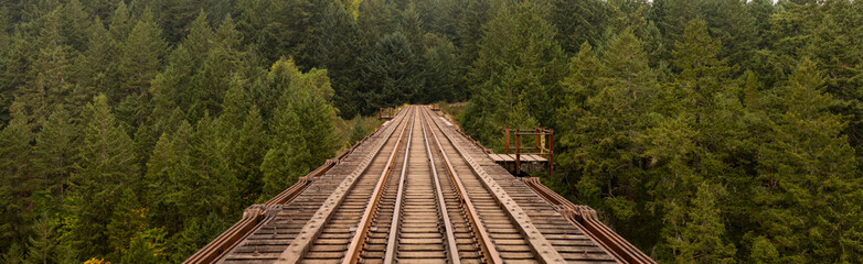 looking across an old railroad bridge on an overcast day