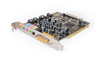 Used sound card for desktop computers on a white background