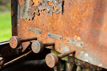 old rusty farm tractor dash board