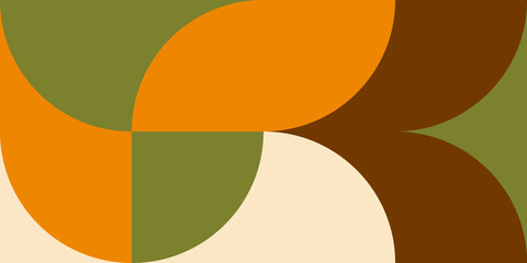 Modern vector abstract  geometric background with circles, rectangles and squares  in retro scandinavian style. Pastel colored simple shapes graphic pattern. Abstract mosaic artwork.