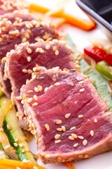 Teriyaki, typical Japanese dish of red tuna.