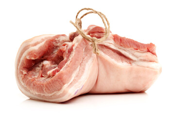 Pork belly on white background