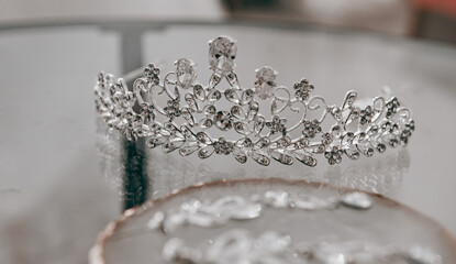 beautiful wedding jewelry for the bride, chic tiara © Natalia Rzhevskaia
