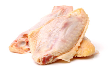 Raw chicken wings on a white background