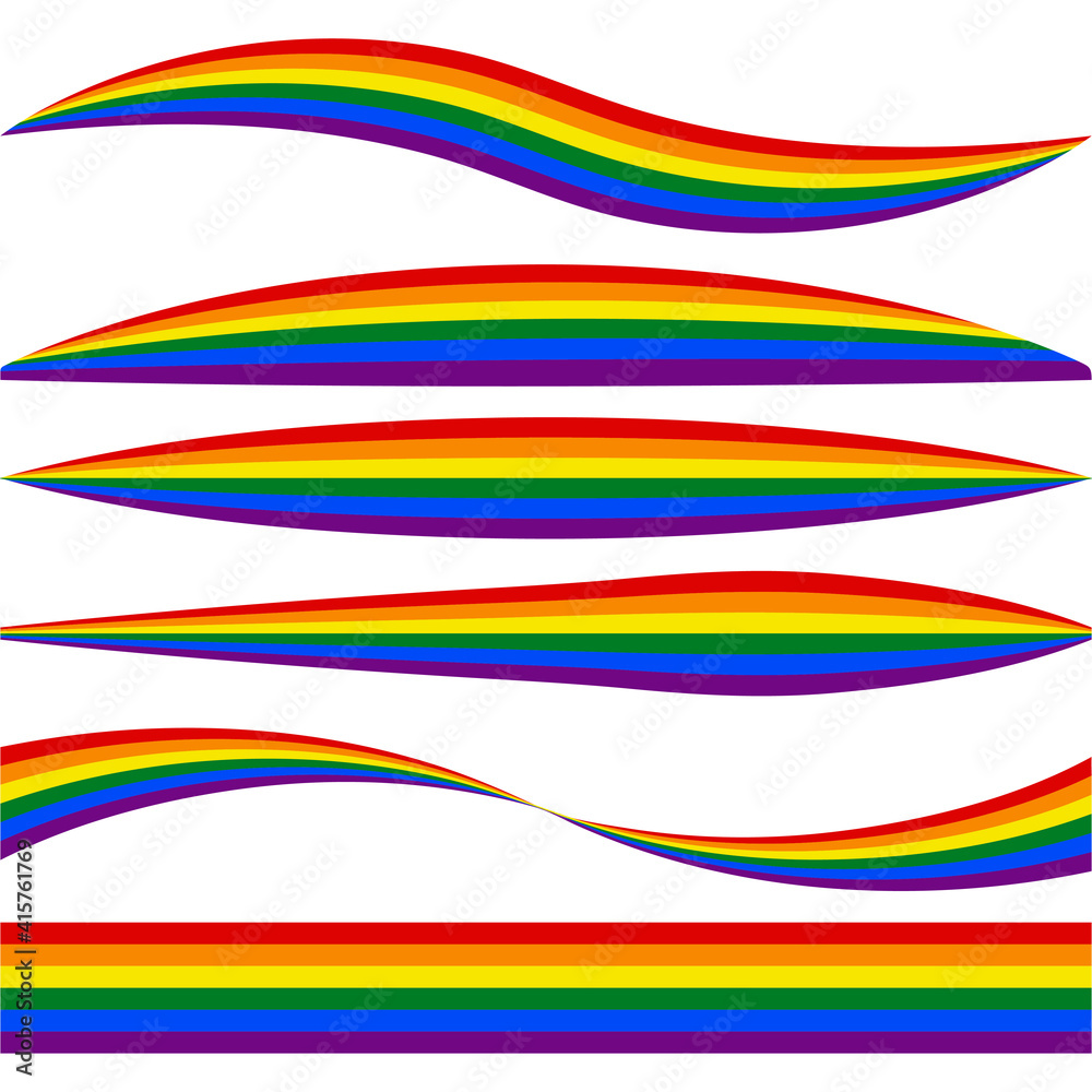 Poster horizontal stripes lgbt flag with different profile shape vector lgbt pride flag curved stripes