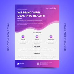 Business flyer template vector pink color a4 size