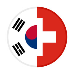 round icon with south korea and switzerland flag