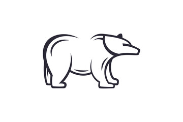 illustration of bear in black and white colors. Abstract style logo template design.