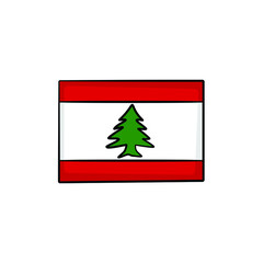 Lebanon flag in drawing style isolated vector. Hand drawn object illustration for your presentation, teaching materials or others.