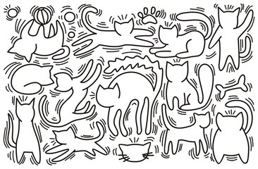 Hand drawn vector illustrations of Cats characters