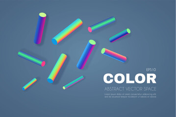 Abstract background with neon rainbow elements, Geometric design. Cylinder