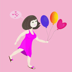 Girl with balloons, girl in love