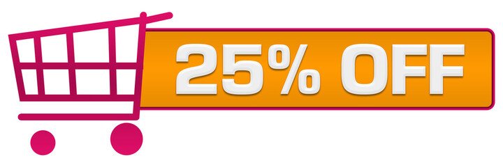 Discount Twenty Five Percent Off Pink Yellow Shopping Cart Left 