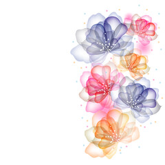 Abstract flower background  with pink, blue and orange colors for backgrounds or design templates