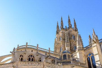Fototapeta na wymiar Detail of the Gothic cathedral of Burgos. In Castilla y Leon, Spain