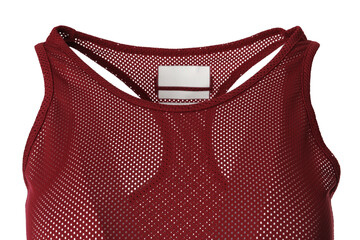 Wine red mesh women's top isolated on white. Sports clothing