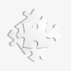 Obraz premium Simple puzzle four piece business presentation. Circle puzzle outline infograph. 4 Step contour process diagram. Section line compare puzzle banner.