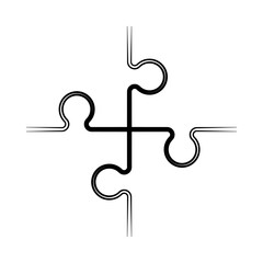 Four piece puzzle business presentation. Circle infograph. 4 step process diagram. Four section compare banner. Square schedule diagram