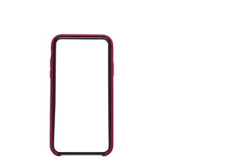 View of the phone screen with a mock up on a white isolated background