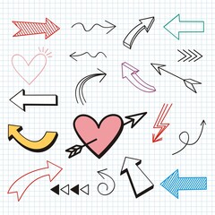 Set of arrows vector illustration.Arrow doodles vector