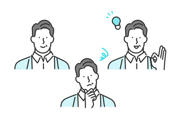 ミドル世代の男性の表情パターンセット素材