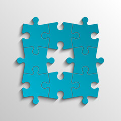 Puzzle eight piece business presentation. Square infograph. 8 Step process diagram. Section compare banner.