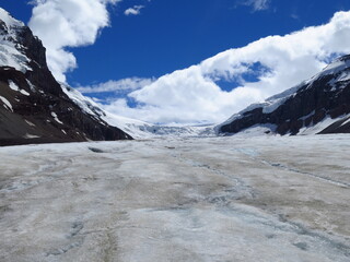 Obraz premium the Athabasca Glacier, Columbia Icefield, Icefields Parkway, Rocky Mountains, Alberta, Canada, June