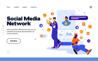 Modern Flat design Illustration of Social Media Network