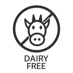 dairy free symbol or label with head of cow vector illustration