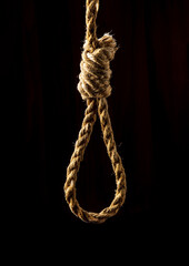 Loop with strong rope on black isolated background. Formerly used for executions in camps