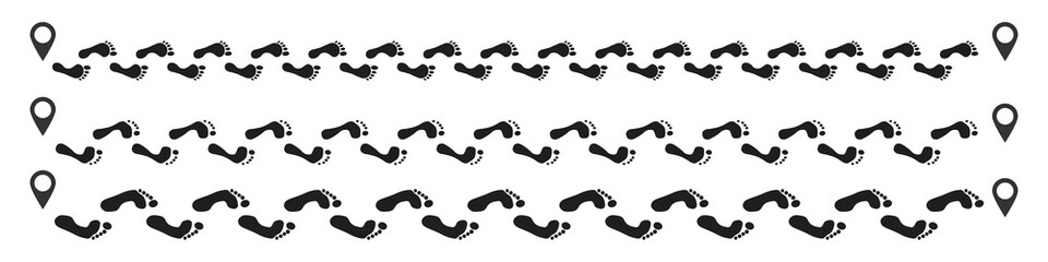 Fototapeta na wymiar Step footprints paths. footstep prints and shoe steps . shoe tread footprints vector illustration isolated on white background.