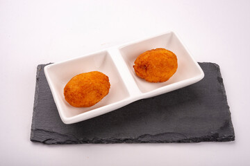 Homemade egg croquettes. typical tapas from spain